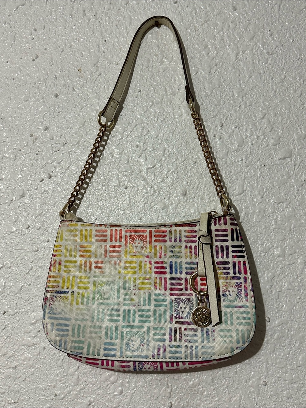 Anne Klein Multicolor Geometric Print Shoulder Bag
